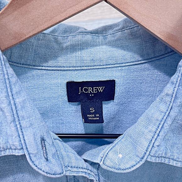 J CREW Signature Fit Chambray Shirt Blue Lovers Lane Cotton Casual Womens Small - Picture 6 of 9